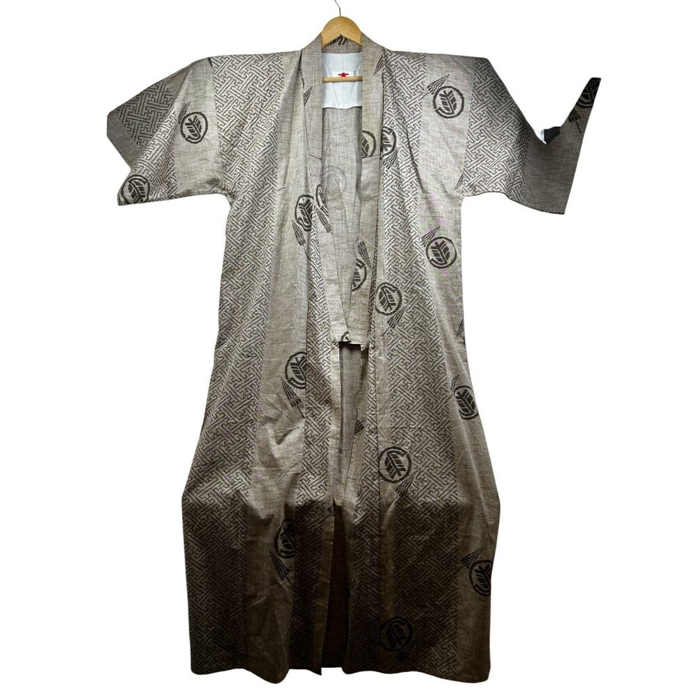 Classic Men's Beige Patterned Yukata Kimono